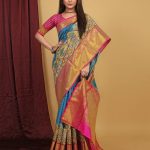 Blue Weaving Silk Kalamkari Pattu Saree gnp230023