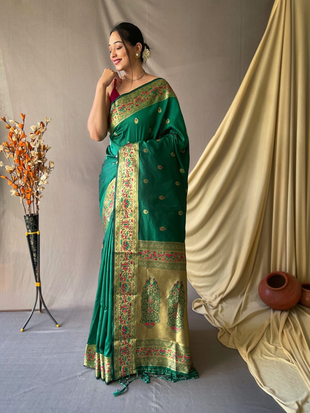 Green Paithani Silk Saree gnp230030