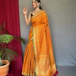 Orange Patola Silk Saree With Patola Fusion GNP230014
