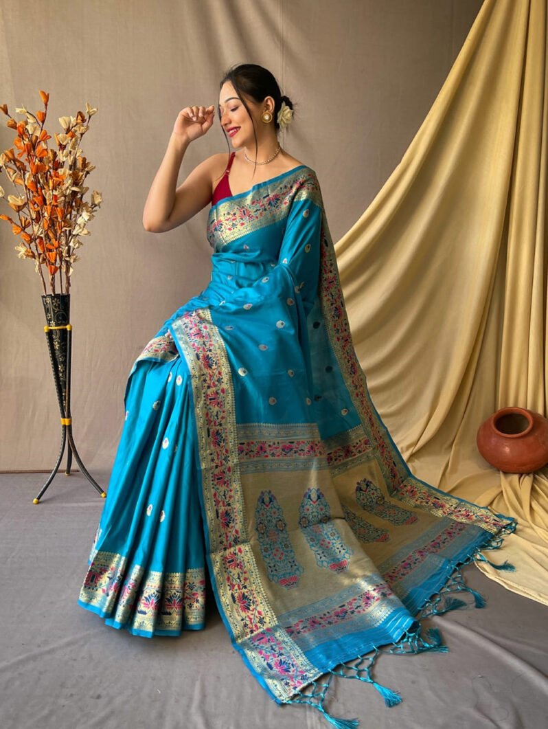 Paithani Silk Saree in Blue gnp230028-2