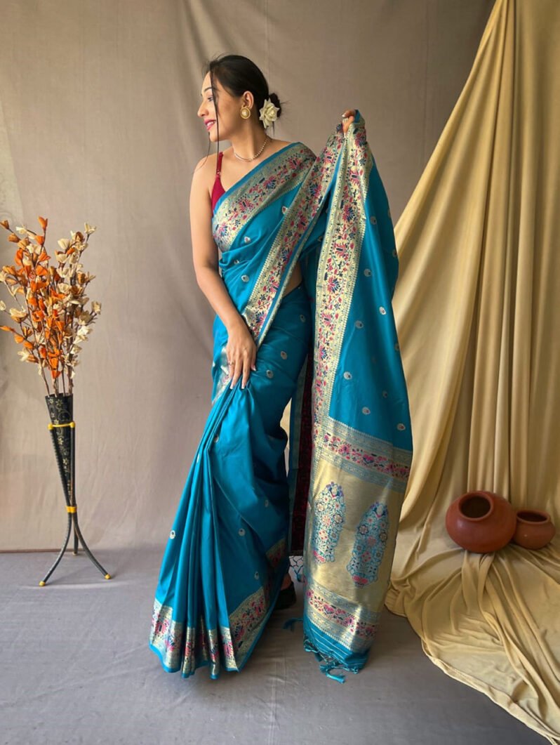 Paithani Silk Saree in Blue gnp230028