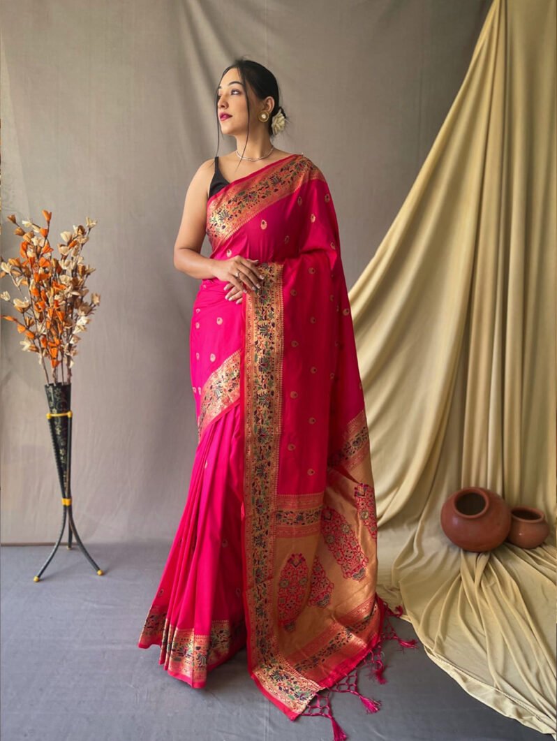 Paithani Silk Saree in Pink gnp230029