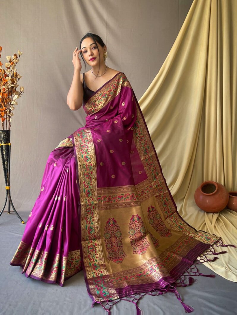 Paithani Silk Saree in Purple gnp230027-2