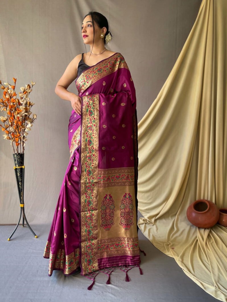 Paithani Silk Saree in Purple gnp230027