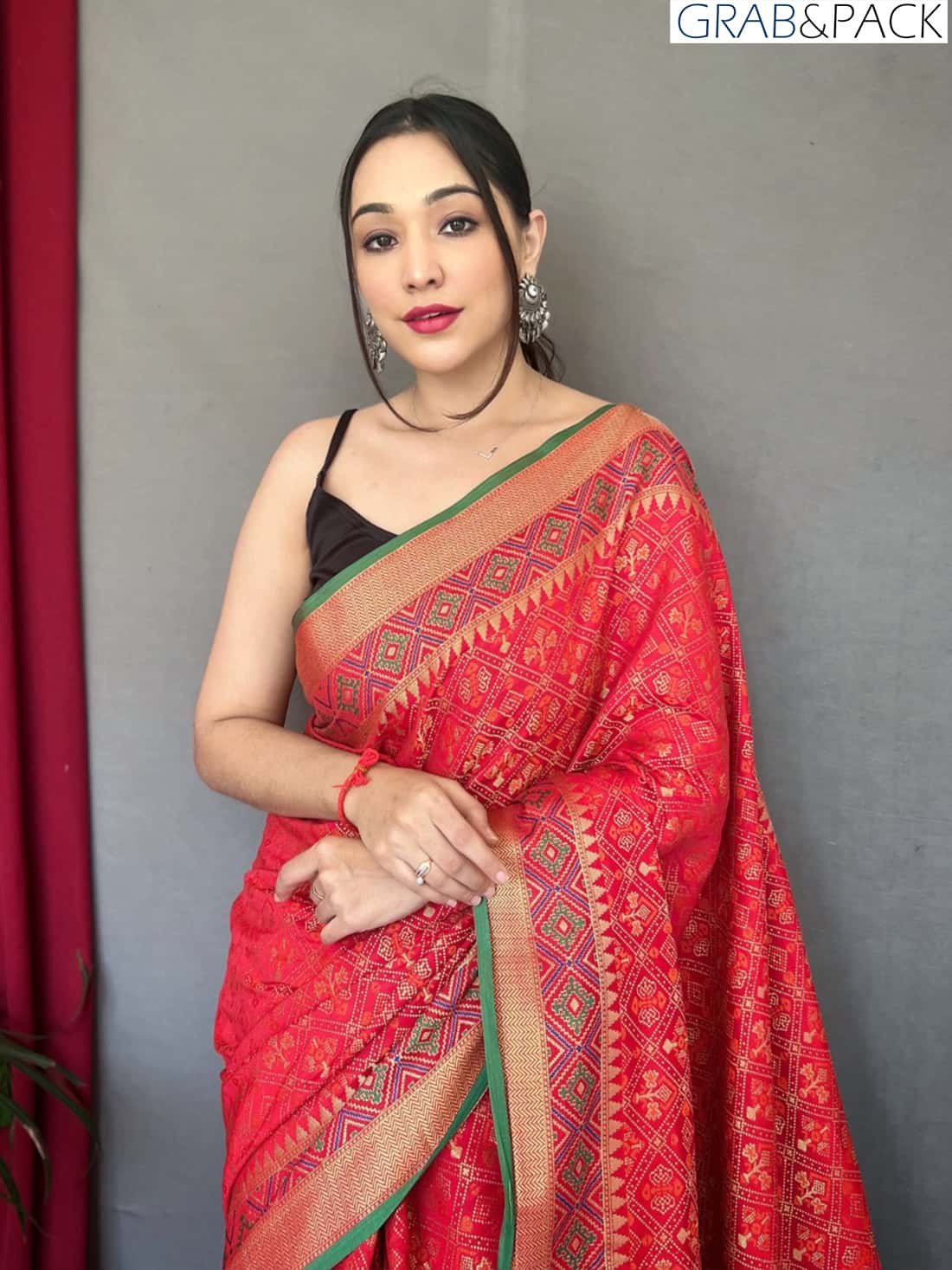 Red Patola Silk Saree GNP230010-3