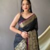 Trendy Black Soft Silk Woven Saree GNP230004-3