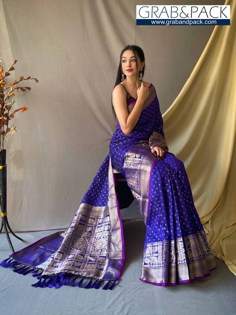 Trendy Blue Soft Silk Woven Saree GNP230005-2