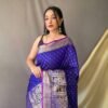 Trendy Blue Soft Silk Woven Saree GNP230005-3
