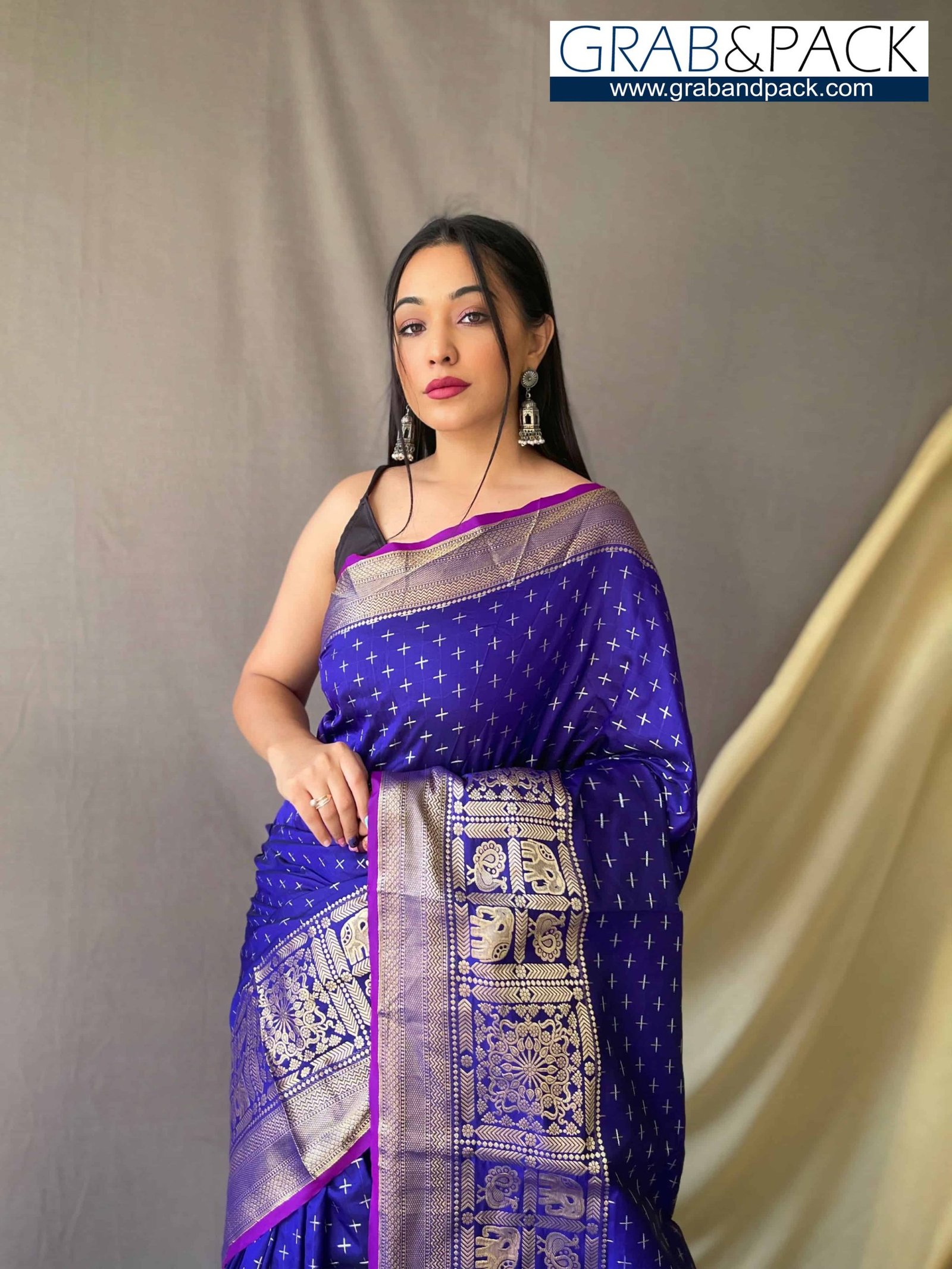 Trendy Blue Soft Silk Woven Saree GNP230005-3