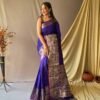 Trendy Blue Soft Silk Woven Saree GNP230005