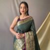 Trendy Green Soft Silk Woven Saree GNP230008-2