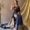 Trendy Navy Blue Soft Silk Woven Saree GNP230006-2