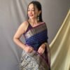 Trendy Navy Blue Soft Silk Woven Saree GNP230006-3