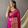 Trendy Pink Soft Silk Woven Saree GNP230007-2