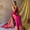 Trendy Pink Soft Silk Woven Saree GNP230007-3