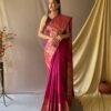 Trendy Pink Soft Silk Woven Saree GNP230007