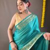 Woven Art Silk Saree in Teal Green gnp230021-3