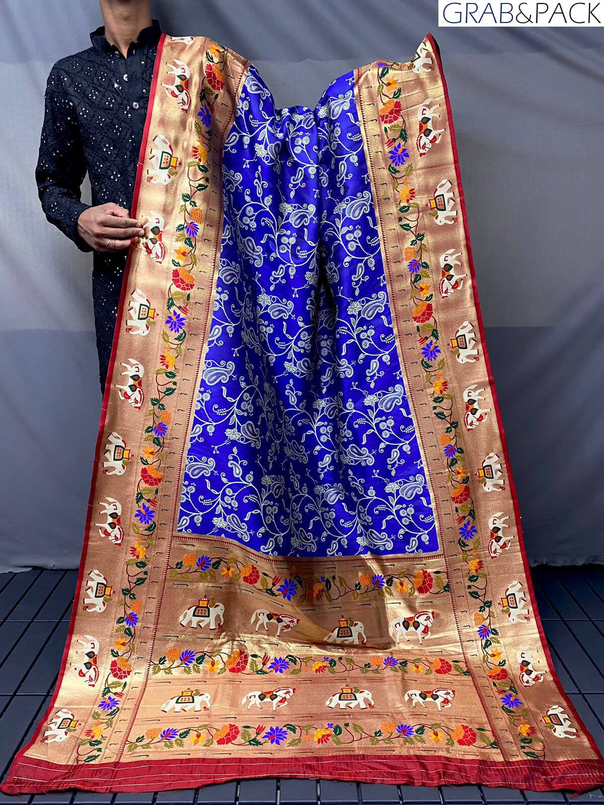 blue Lucknowi Concept Woven Paithani Saree GNP230002