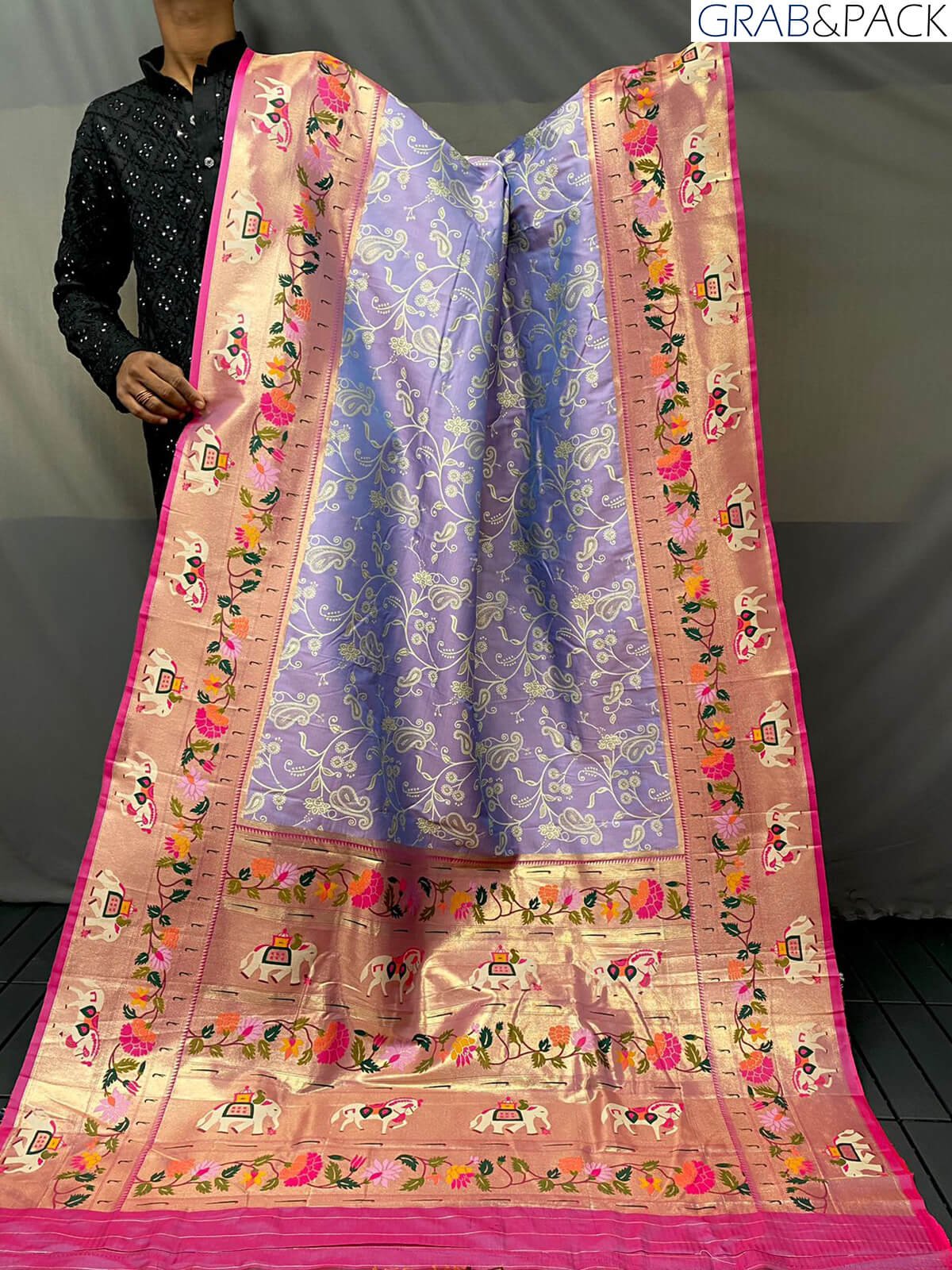 light purple Lucknowi Concept Woven Paithani Saree GNP230002