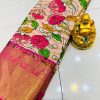 pink Weaving Silk Kalamkari Pattu Saree gnp230025-3